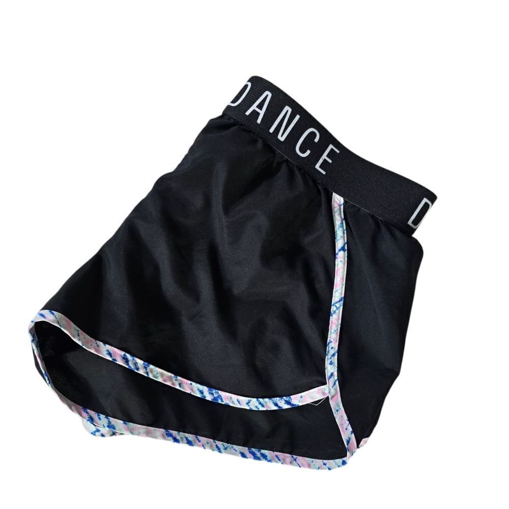 Varsity Black Athletic Shorts with Elastic Waistband and Curved Hem - Picture 3 of 5